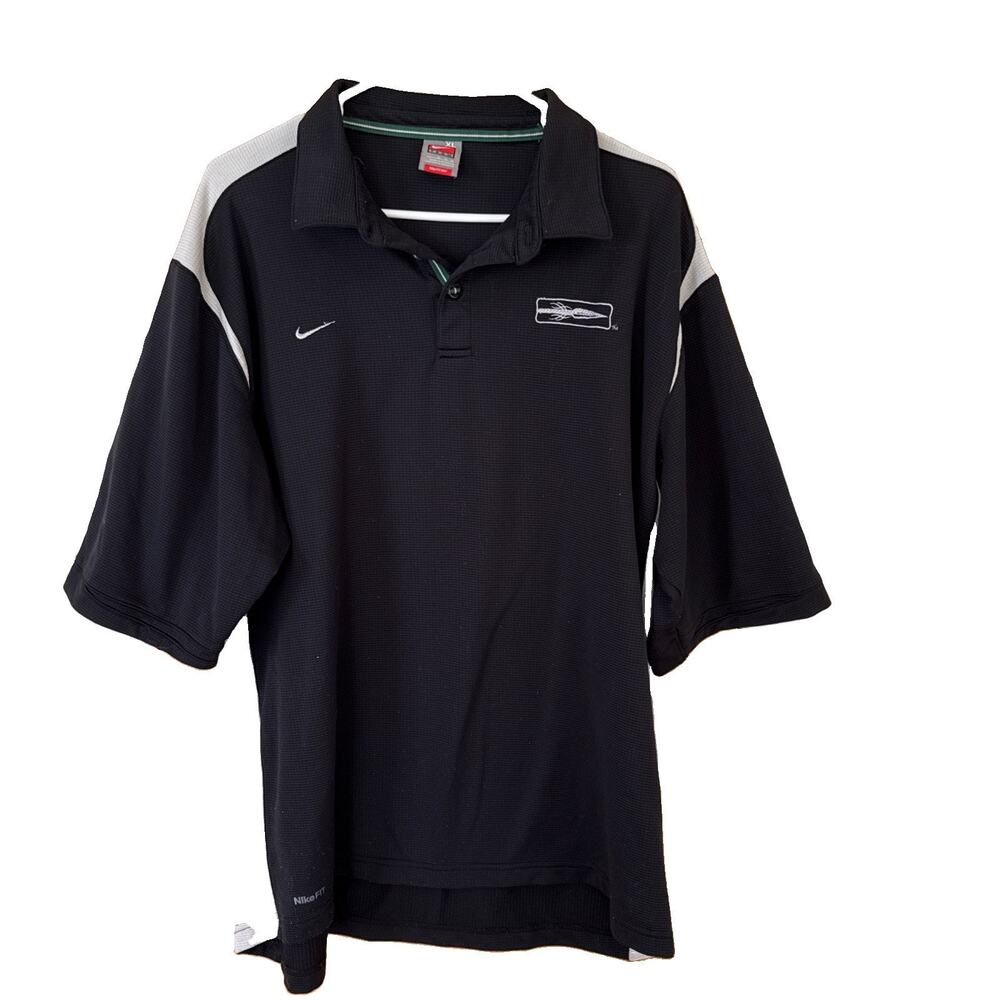 Nike Dri Fit Portland state Sports Polo Shirt Mens XL Black White Golf Vintage